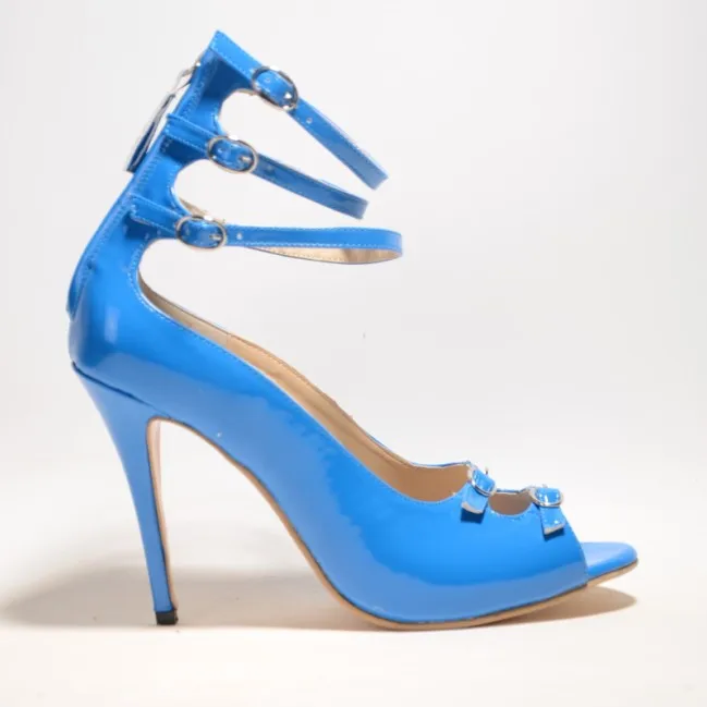 

Custom Made Cheap Summer 2015 Shoes Open Toe Woman Thin High Cover Heels Hollow-Out Custom Solid Patent Leather Woman Sandals