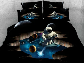

3pcs Kids bed set Astronaut printed bedding sets contains 1 duvet cover 2 pillow shams boys children present gift bed linen