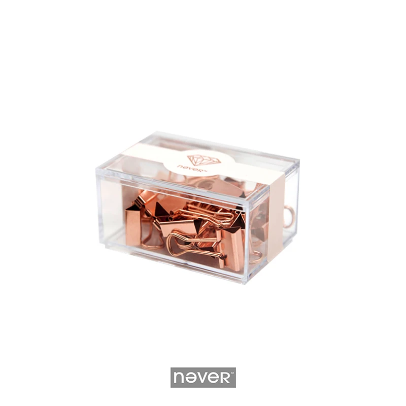 Never Rose Gold Binder Clips Metal Paper Clips Fashion Creative Dokibook Notebook Office Accessories Stationery School Supplies