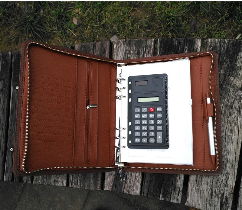 

High-level Business office A5 zipper faux leather notebook travel journal agenda planner loose-leaf binder inner pages 1112B