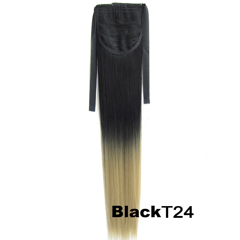 Similler, 22 дюйма/55 см, 90 г, женские Синтетические длинные прямые волосы на заколках для наращивания, обертывание вокруг ленты, конский хвост, черный, т 613, Омбре - Цвет: BlackT24