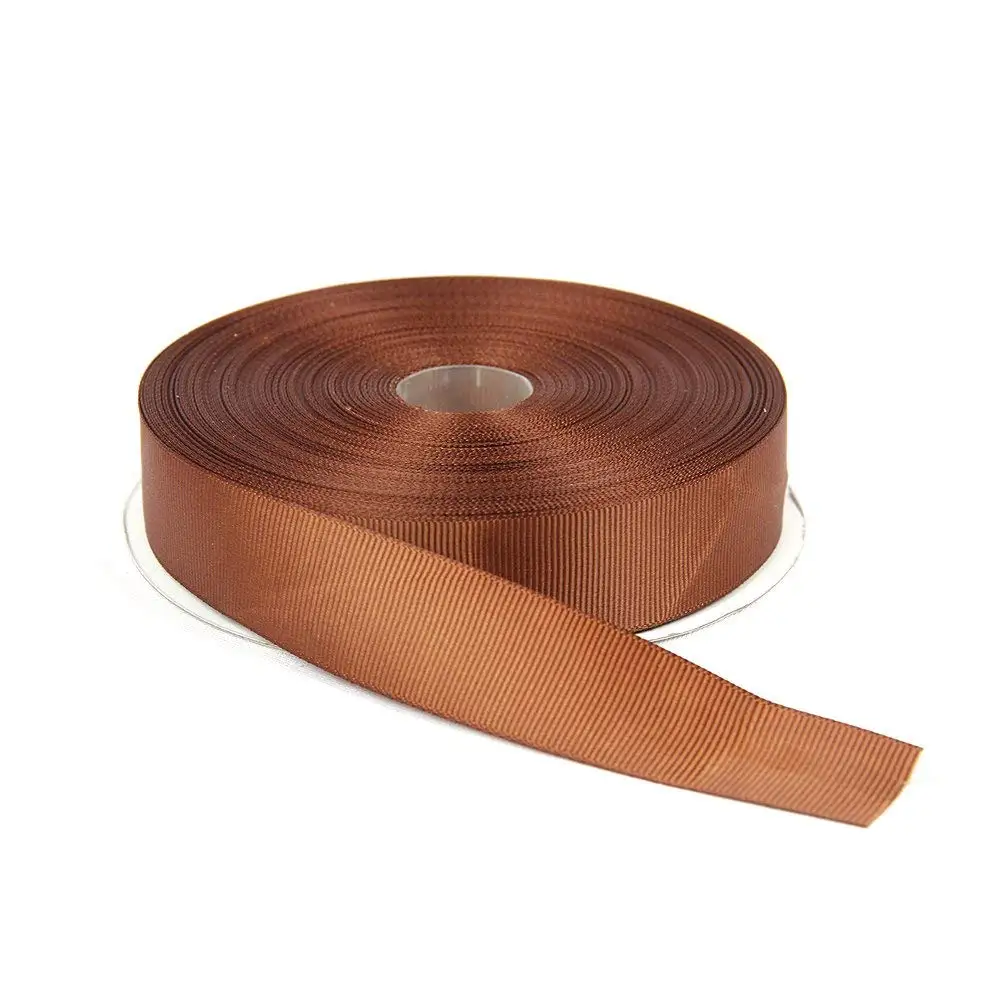 

25mm 2.5cm 1 Inches x 5Yards Double Face Solid Grosgrain Ribbon Roll, coffee G099COF