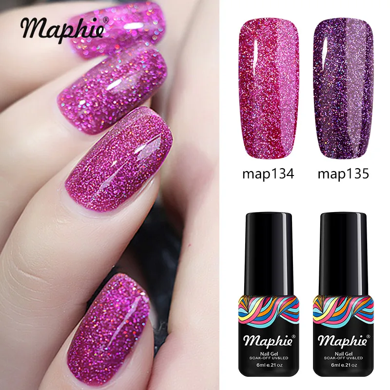 

Maphie Neon UV Nail Polish Newest Glitter UV Nail Gel Polish Semi Permanent Sequins Led Nail Varnish Lacquer Long Lasting Gel