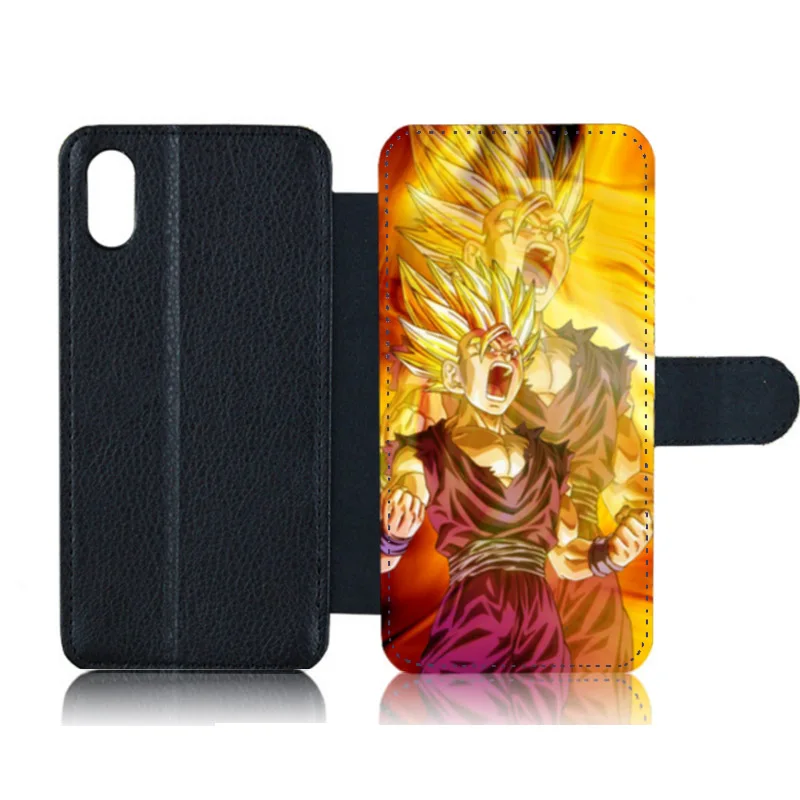 

Flip Case For iPhone X Xs XR XsMax Dragon Ball Z Son Goku Elephant Print PU Leather Card Slots Phone Bag Cover Case Coque Capa