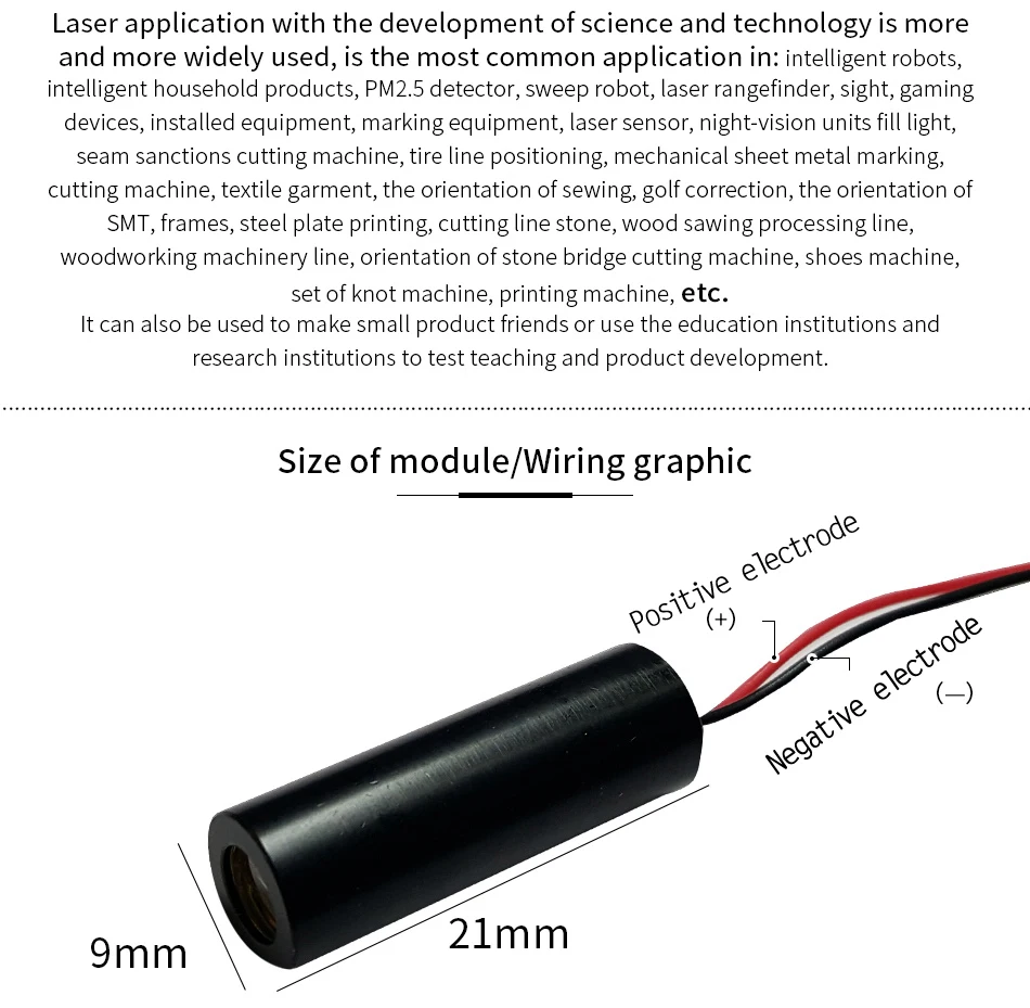 Высокое качество LME серии 650nm 1 мВт красный крест лазерный модуль размер продукта 9*21 мм промышленный класс красный лазерный Запуск позиционирования