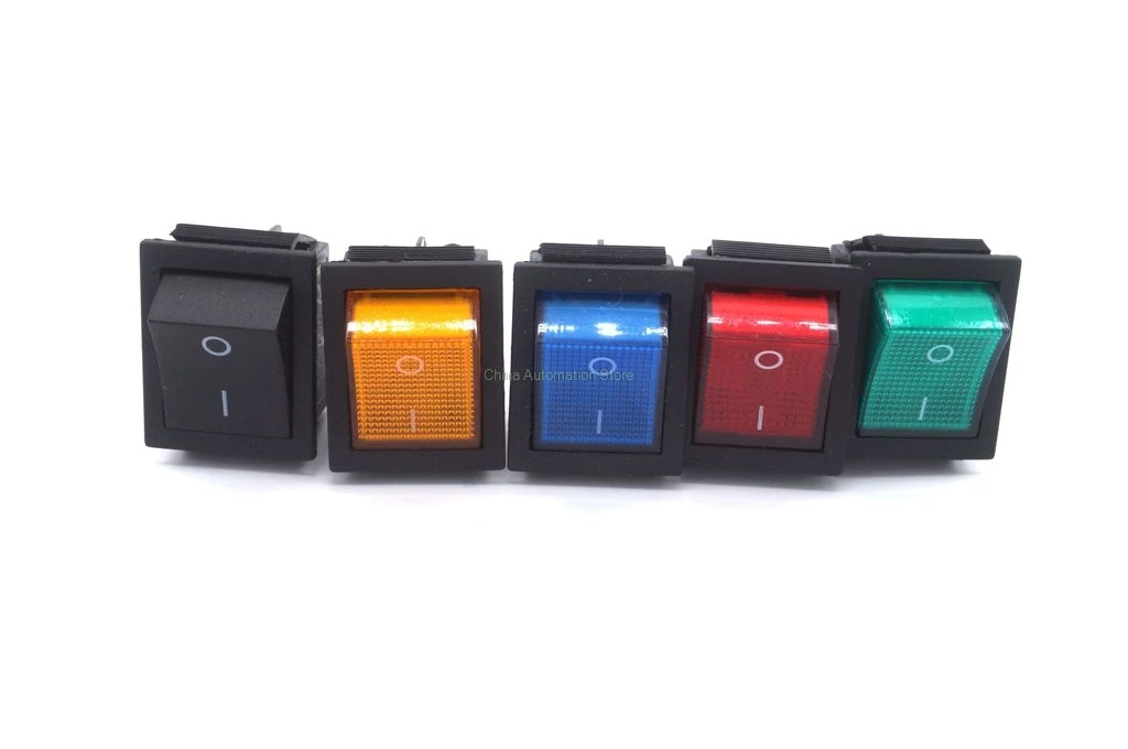 

5Pcs Latching Rocker Switch Power Switch I/O 4 Pins With Light 16A 250VAC 20A 125VAC KCD4