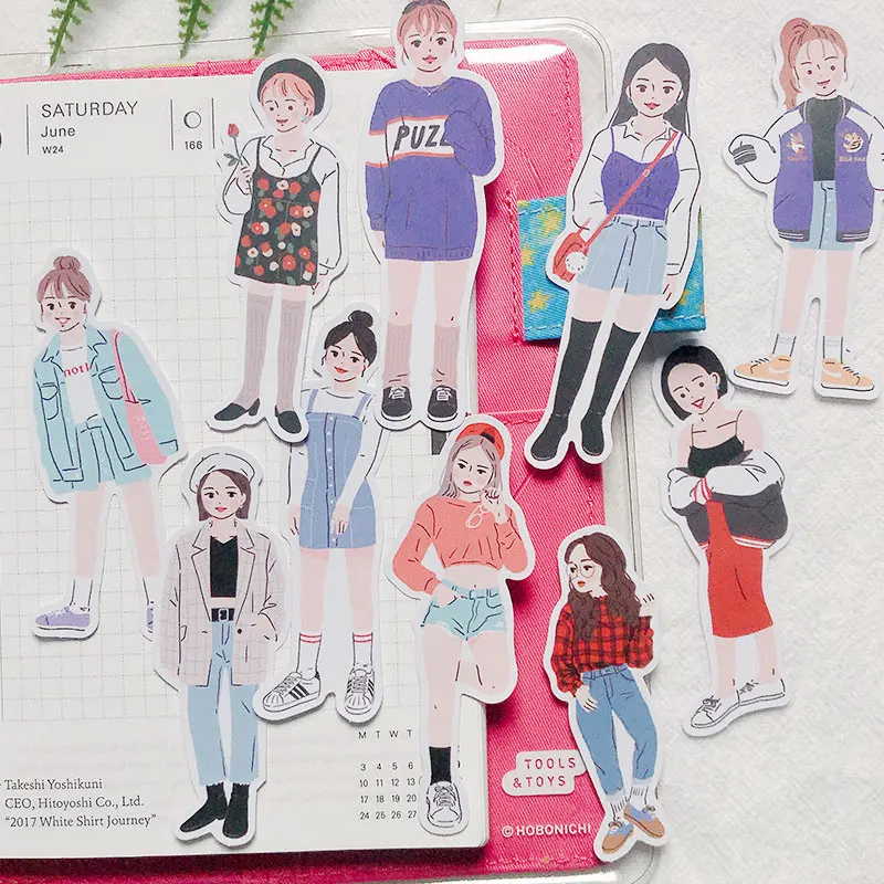 10Pcs/Pack Korean Fashion Girl Lady Letter Sticker DIY Craft Scrapbooking Album Journal Happy Planner Decorative Stickers