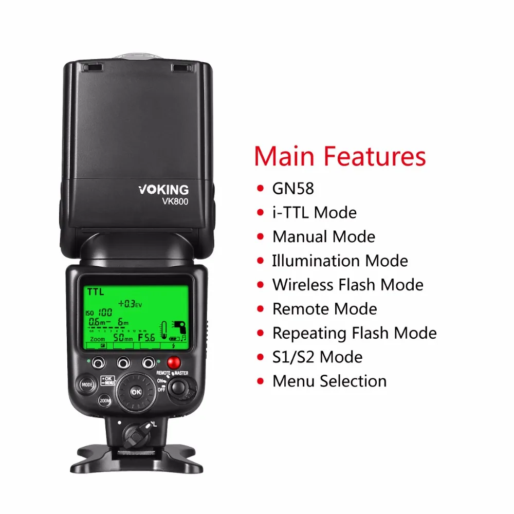 Внешняя вспышка Voking VK800 I TTL Slave Speelite для цифровой зеркальной камеры Nikon s|external camera
