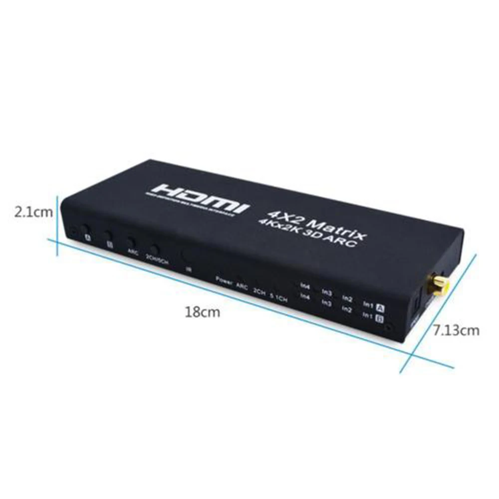 4K x 2K 3D ARC 1080P HDMI матрица 4x2 4 в 2 Выход HDMI переключатель сплиттер адаптер SPDIF коаксиальный R/L выход для компьютера DVD tv