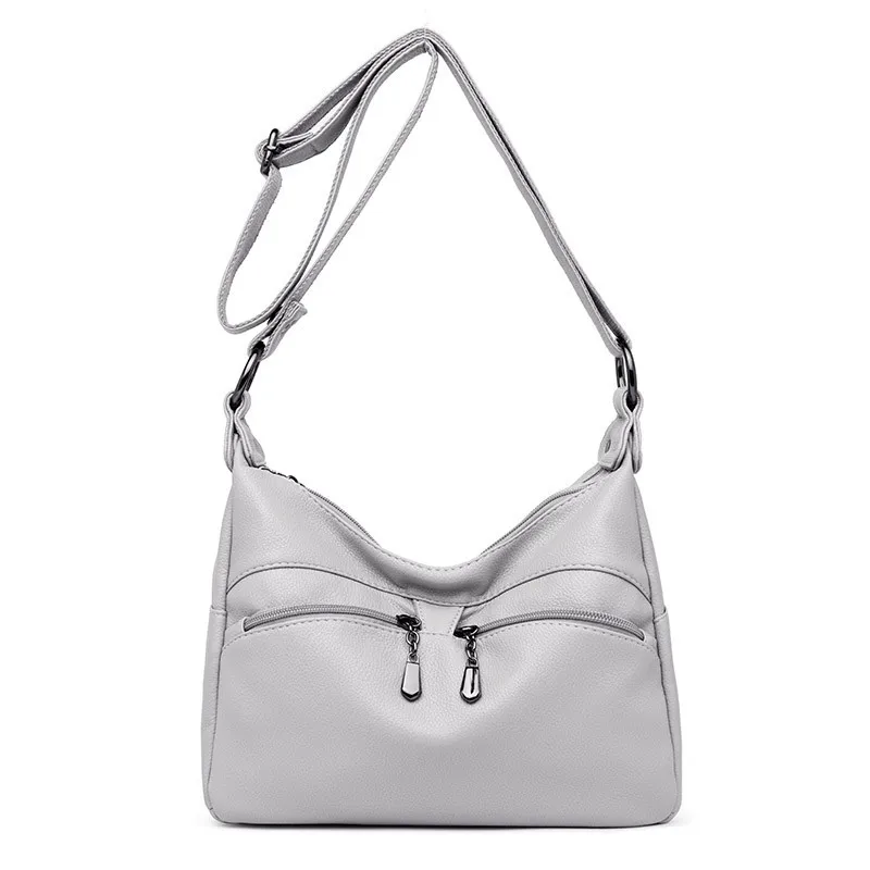 

White Bag Women Hobos Handbag Brand Fashion Zipper Leather Shoulder Bag Elegant Office Ladies Messenger Bag Female Totes Sac