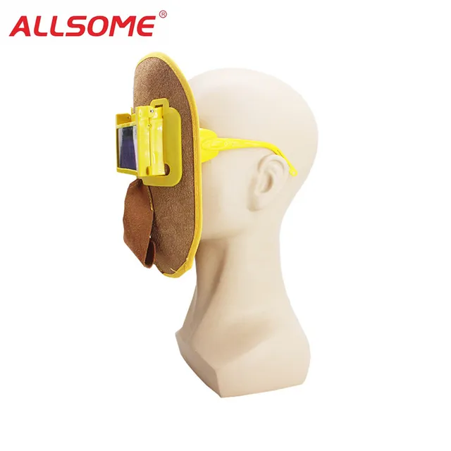 ALLSOME Protable Leather Welding Mask Solar Auto Darkening Filter Lens Hood Helmet Mask HT1599