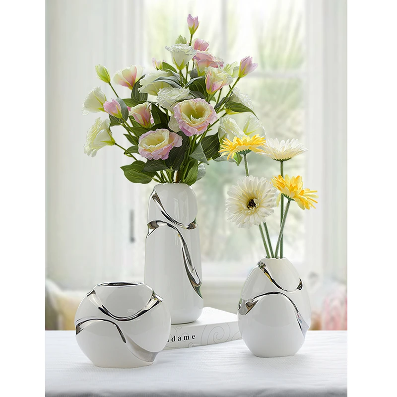 NC White Ceramic Vase Dried Flower Arrangement Home Decoration Simple Living Room Table Decoration Modern Nordic Style Craft NC White Ceramic Vase Dried Flower Arrangement Home Decoration Simple Living Room Table Decoration Modern Nordic Style Craft