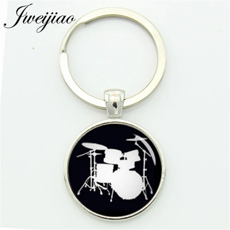 

JWEIJIAO Drum Kit Silhouette Chaindj Mixer Simple Set Keychain Drummer Musician Instrument Combination Keyholder Custom