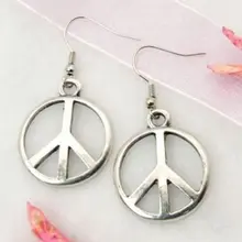 24 Пара тибетские серебряные серьги символ мира, CND хиппи 33x14 мм A0296