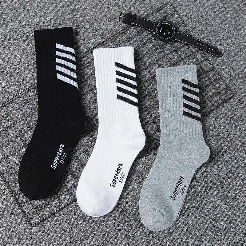 Мужские хлопковые носки Off White Black Streak повседневные осенние крутые линии