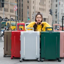 Стиль алюминиевая рама камера с держатель телефона тележка spinner винтажный чемодан прокатки ручной клади чехол на колеса