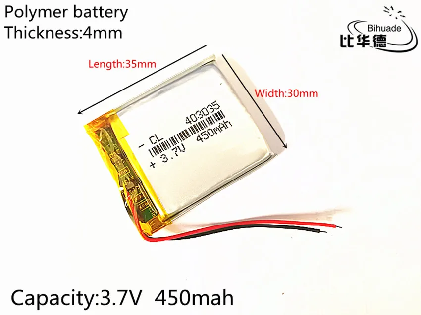 1pcs 3.7V 450mAh 403035 Lithium Polymer Li-Po li ion Rechargeable Battery cells For Mp3 MP4 MP5 GPS PSP mobile bluetooth | Электроника