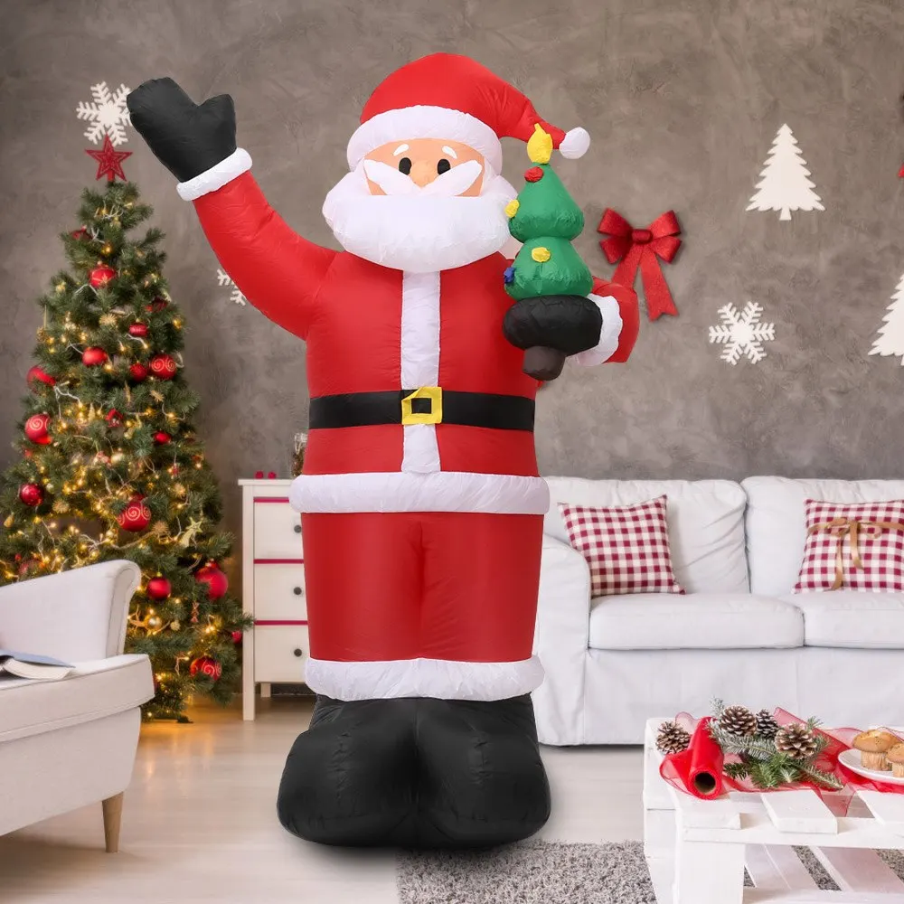 

2.4m Tall Inflatable Christmas Santa Claus X'mas Outdoor Christmas Decorations Ornaments with Built-in White Light AC100-240V