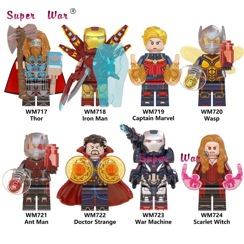 

Single Avengers Endgame Doctor Strange Thor Ant Man Scarlet Witch Iron Man Captain Marvel War Machine building blocks Kids Toys