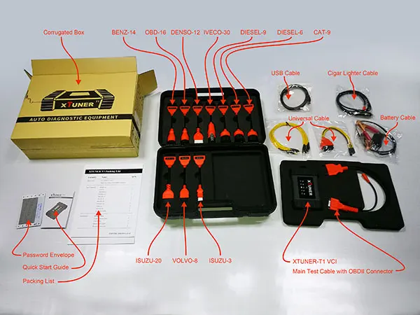 Xtuner T1 тяжелых грузовиков Авто Интеллектуальный диагностический инструмент Поддержка wifi xtuner T1 V13.1