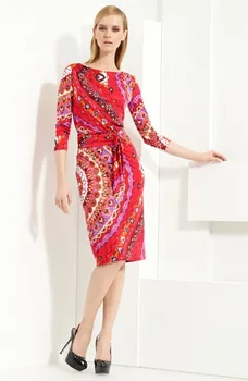 

Dresses New Arrival Promotion Freeshipping Silk Cotton Winter Dress Fashion Star 2016 Showy Print Elastic Slim One-piece Dress