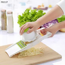 PREUP 7 en 1 máquina de Cortar Mandolina Rallador Pelador Multifuncional Ajustable Ajustable de Acero Inoxidable Cuchillas de Corte herramientas de cocina
