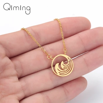 

fashion Ocean Wave Necklace Female Women Minimalist Jewelry Accessories Surf Vintage Necklaces Pendents Birthday Gift