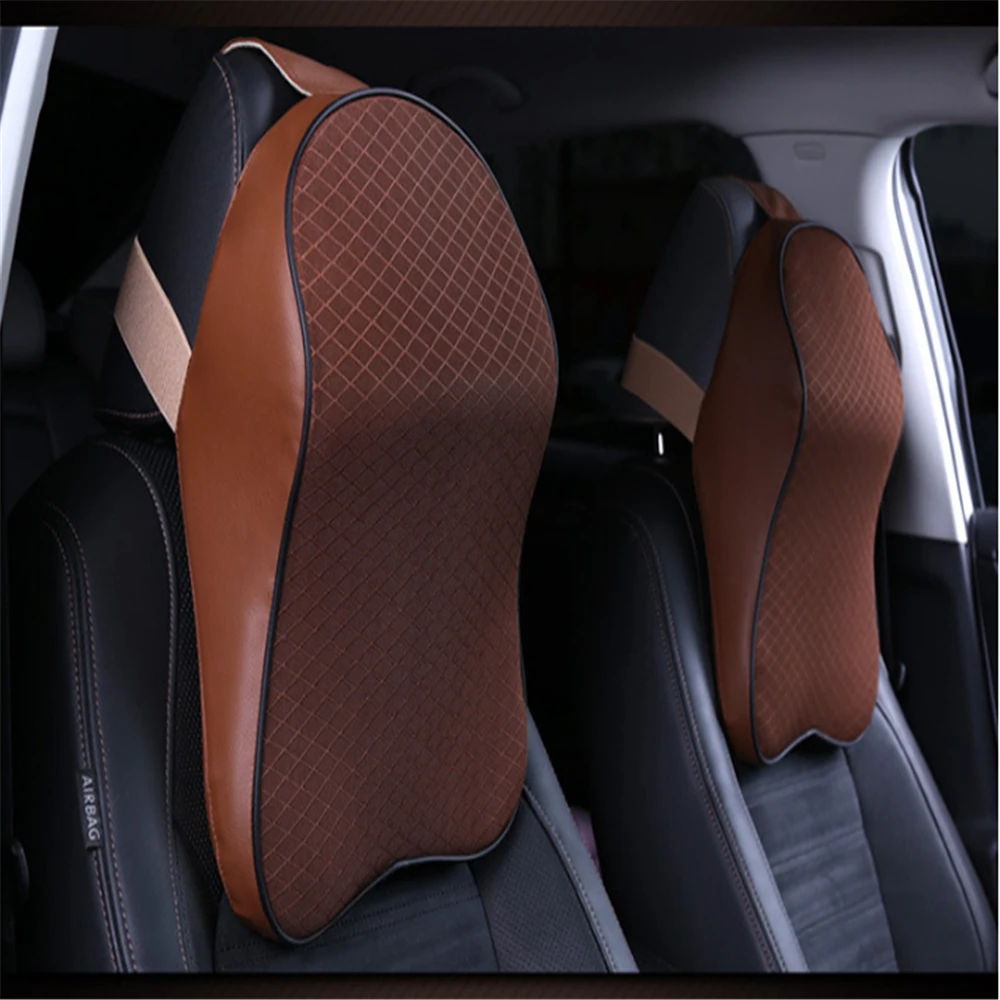 

Headrest Car Neck Pillow Seat lumbar Pillow in auto back Head rest Memory Foam Fabric For chair Travel Support Cushion covers