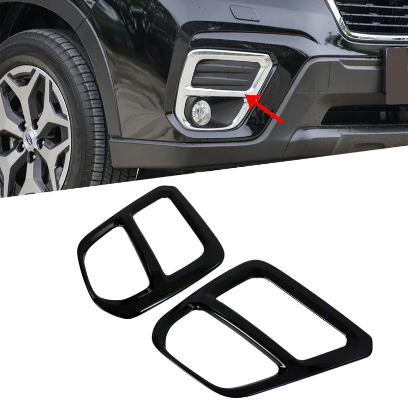 

Car Styling Black Color Cover Trim Front Head Fog Light Lamp Frame Sticker Part Decoration 2pcs For Subaru Forester SK 2018 2019