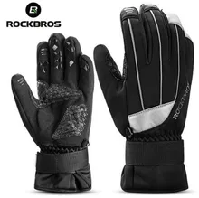 ROCKBROS Cycling Skiing Snowboard Winter Waterproof Touch Screen Bike Gloves Anti-slip Warm Fleece Reflective Bicycle Gloves