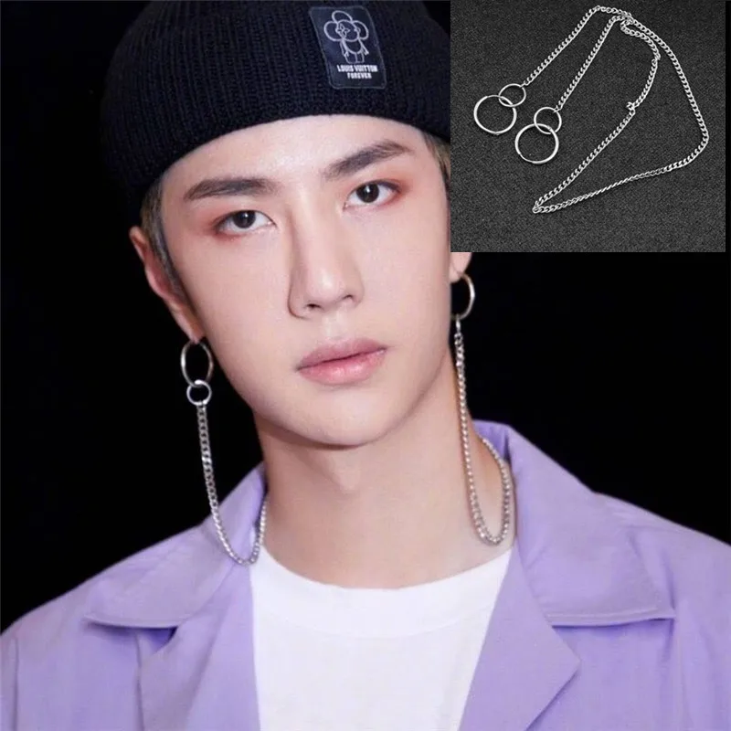KPOP DNA Корейская звезда V 1 пара новая мода 58 см длинные сережки шпильки Bangtan Boys Stud