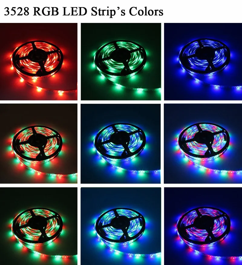 20 м, 15 м, 10 м, 5 м, RGB Светодиодная лента, 3528, не водонепроницаемая, SMD, Гибкая RGB лента, набор+ MiLight контроллер+ DC 12 В источник питания