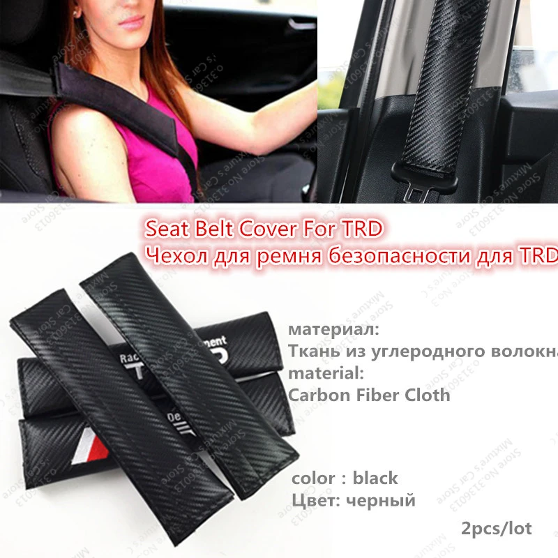 2pcs/set Car Seat Belts Covers Padding Carbon Fiber Leather Belt