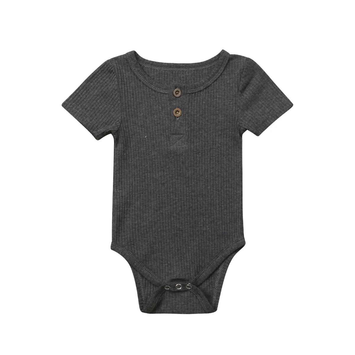 Новинка года, брендовый Одноцветный трикотажный комбинезон с короткими рукавами для новорожденных мальчиков и девочек возрастом от 0 до 24 месяцев, летняя одежда - Цвет: Серый