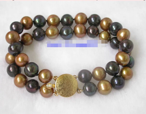 

hot sale FREE SHIPPING aa n844 beautiful 8'' ! 2strands 10mm coffee black pearls bracelet