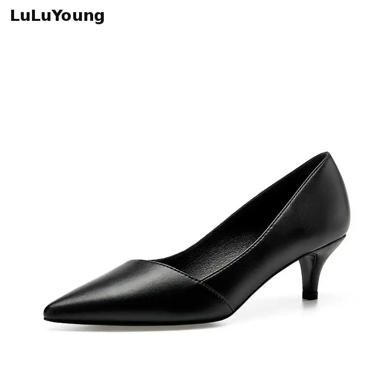 Professional Female Shallow Interview Pumps Black Medium-heeled Women Shoes