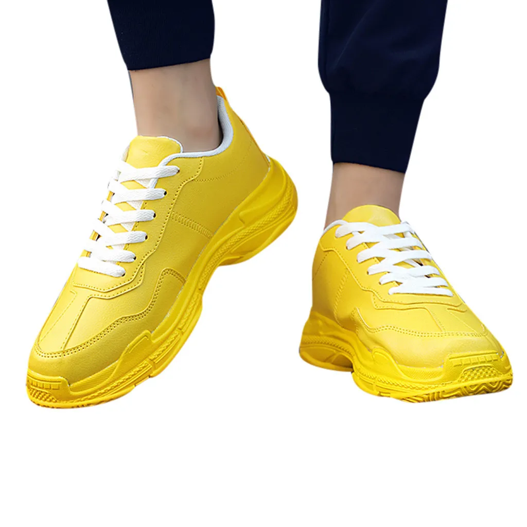 Мужские кроссовки; высокие кроссовки; Мужская Уличная Повседневная Спортивная обувь; Повседневная обувь; маленькие белые туфли; trampki dla dzieci# G15 - Цвет: Цвет: желтый