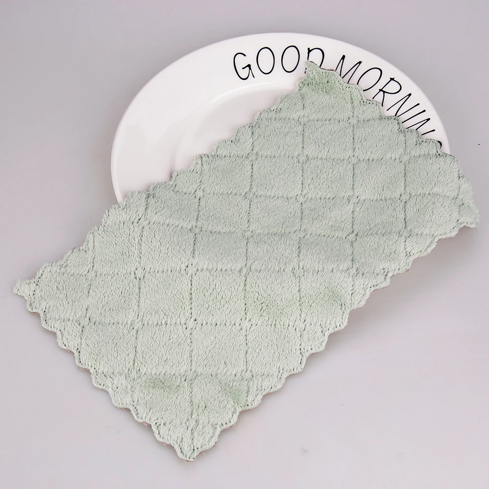 Anpro 1 шт. Супер Абсорбирующая салфетка из микрофибры для кухонной посуды двухсторонняя губка для мытья посуды домашнее полотенце для уборки