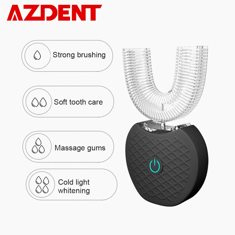 

4 Modes Automatic Sonic Electric Toothbrush 360 Degrees USB Charger Silicone Tooth Brush Blue Light U Type 45 Seconds Timer