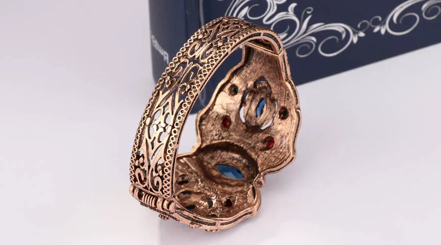 Kinel, уникальный синий Винтажный Браслет-манжета, ювелирное изделие, опт, мозаика, кристалл, античное золото, браслет для любви для женщин, вечерние, подарок, новинка