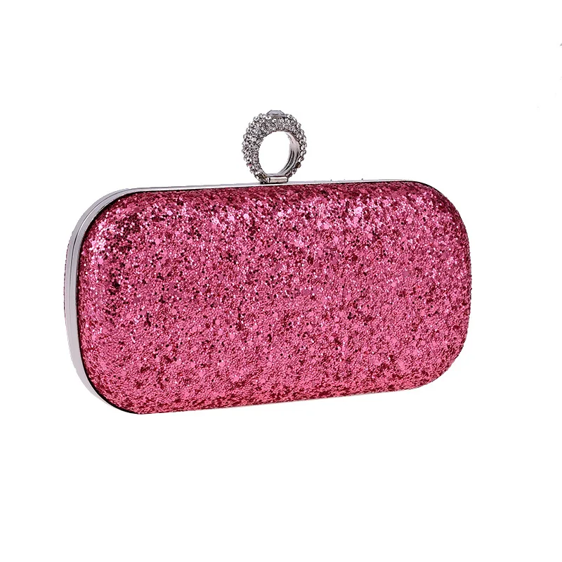 Luxy Moon Rose Red Sequin Clutch Bag Front View