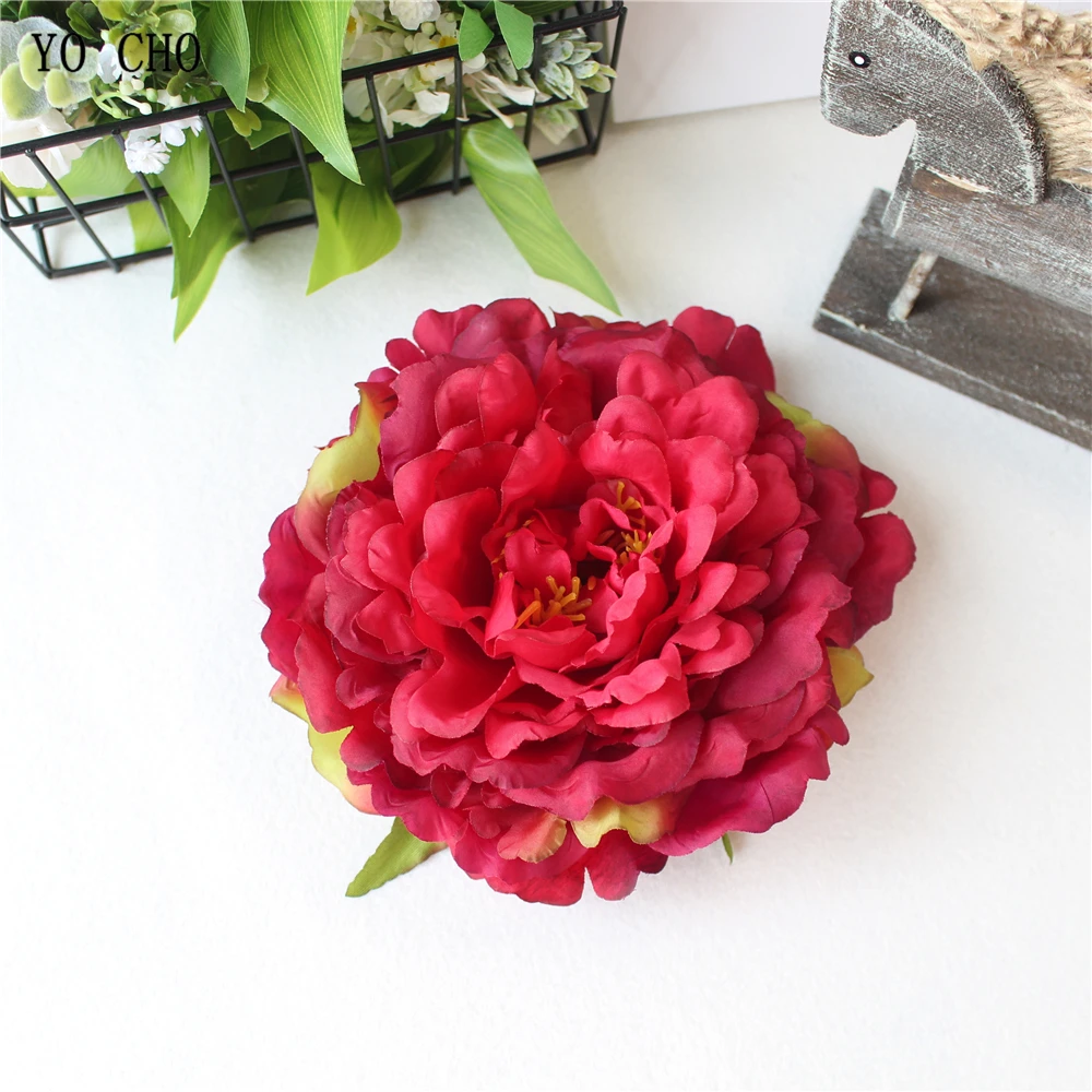 Artificial Peony Flower Head Silk Rose Wedding Wreaths White Pink Blue Fake Flowers Big Flower Heads (7)
