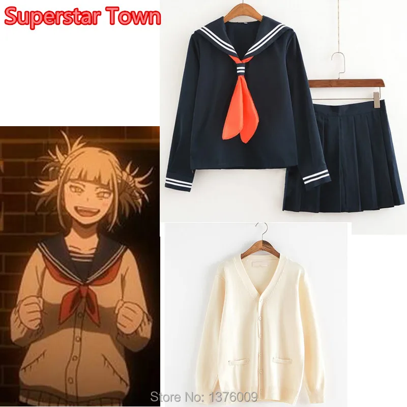 My Hero Academia Himiko Toga Cosplay JK Sailor Uniform Sweater Costume Coat Suit