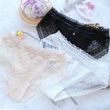 Yeni ince dantel külot iç çamaşırı kadın seksi Mesh şeffaf külot artı boyutu iç çamaşırı büyük boy