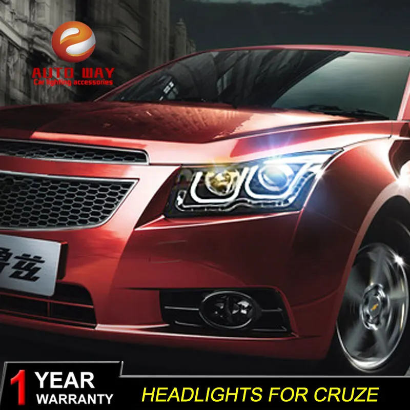 Автомобильный Стильный чехол на голову для Chevrolet Cruze 2009-2013 фары светодиодный фары DRL Объектив Двойной Луч Биксеноновые HID аксессуары