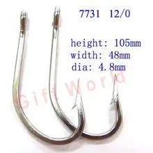 6 шт. 7731 Размер 12/0 нержавеющая сталь океан большие рыболовные заостренные крючки S/S крючок на крупную рыбу снасти