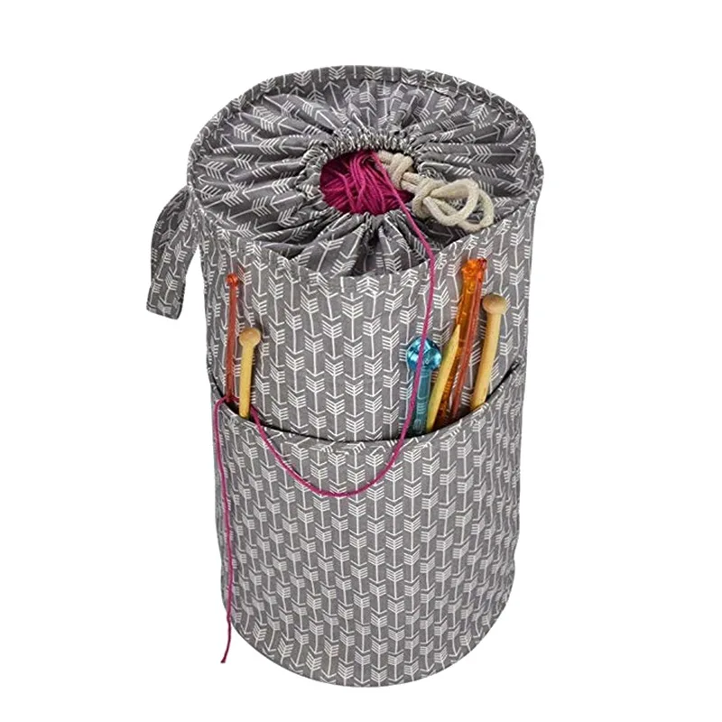 Трикотажная сумка для хранения пряжи, женская сумка для вязания крючком, круглая сумка для вязания крючком