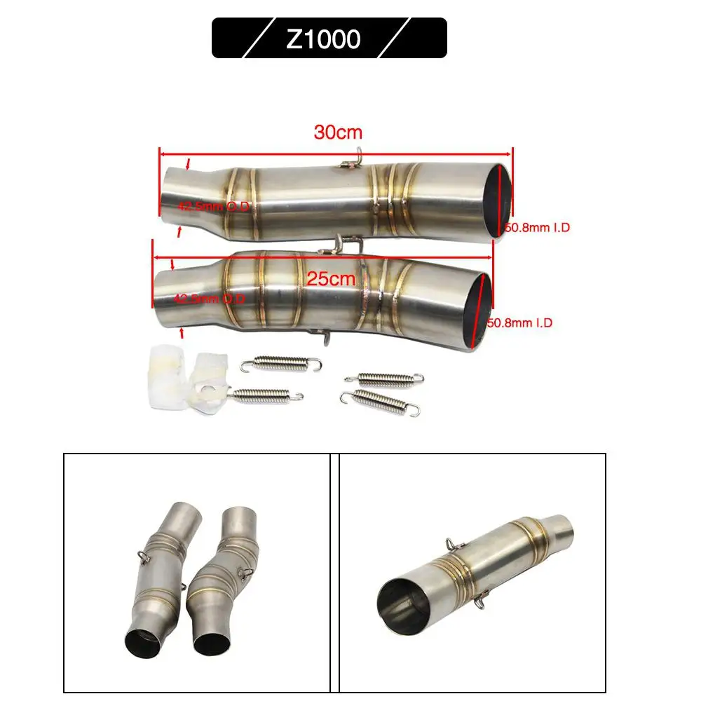 Adeeing мотоциклетные выхлопных среднего трубы круглые глушитель выхлопной трубы для Kawasaki Z1000 2010- без выхлопных Slip-On r30