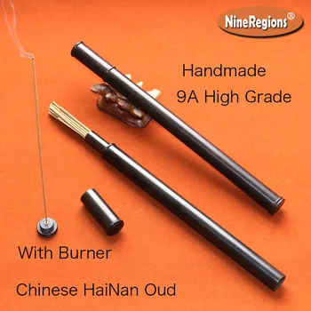 

6g 20sticks 9A Handmade Chinese HaiNan oud stick incense ebony tube with incenso burner natural fragrance strong aloes aromatic