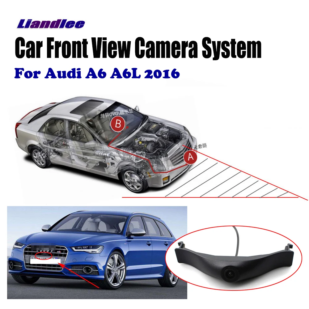 

Liandlee Car Front View Camera Logo Embedded For For Audi A6 A6L 2016 2017 / 4.3" LCD Monitor Screen / Cigarette Lighter Switch